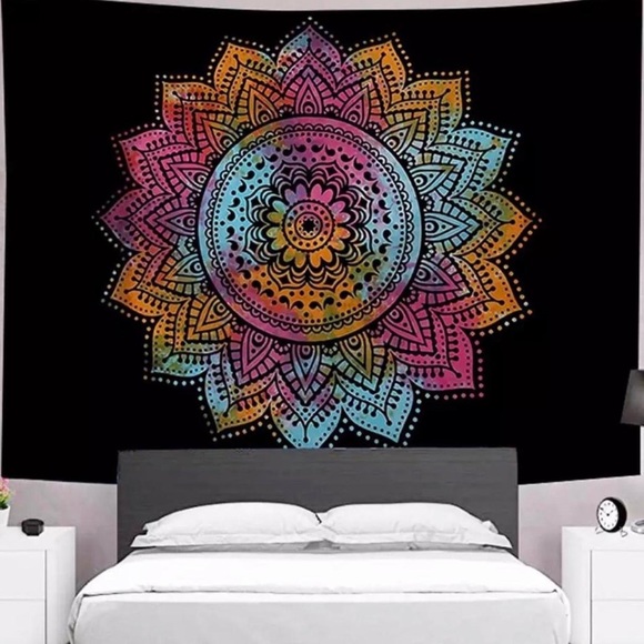 Large Colorful Mandala Tapestry - Picture 4 of 7